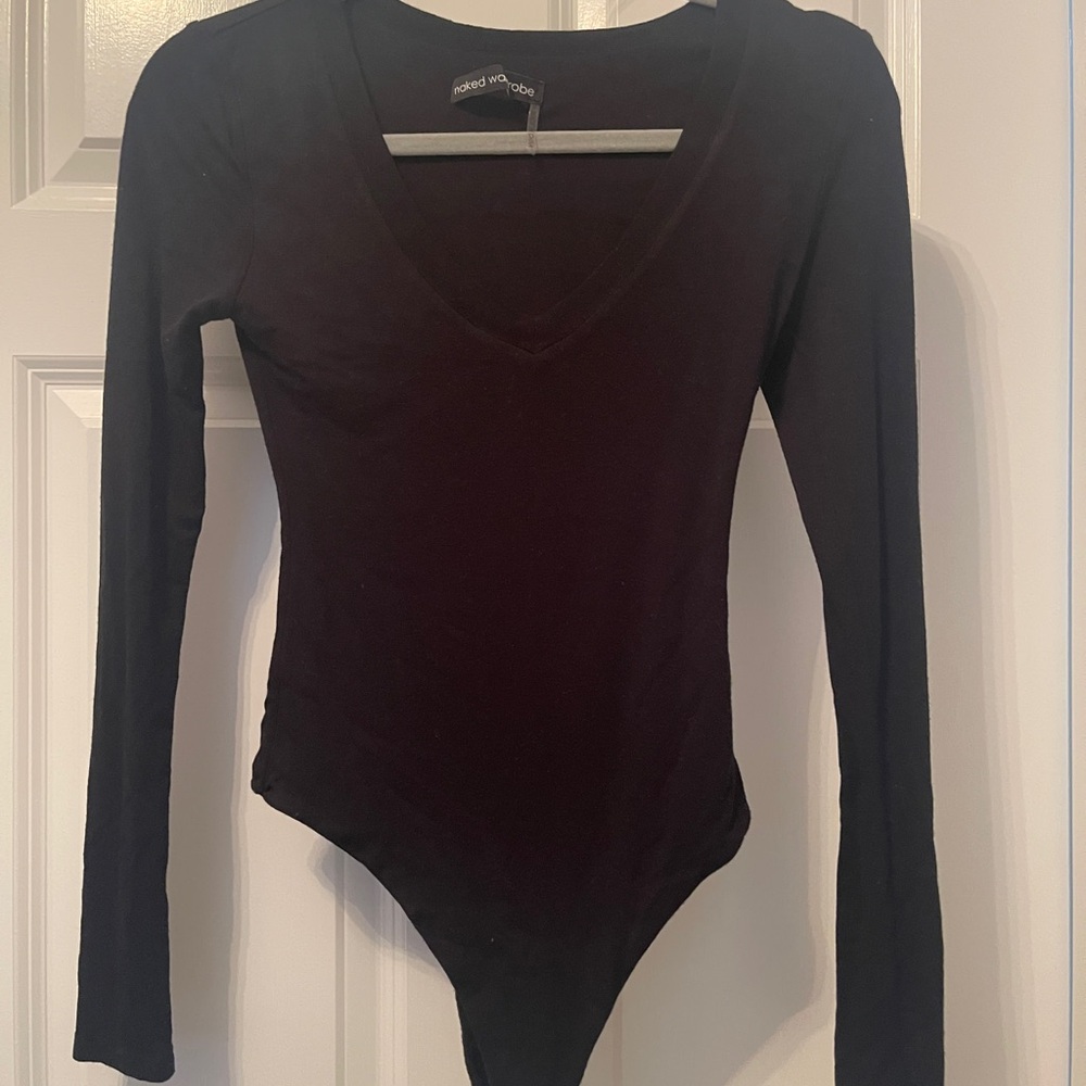 Naked Wardrobe Black Long Sleeve Bodysuit